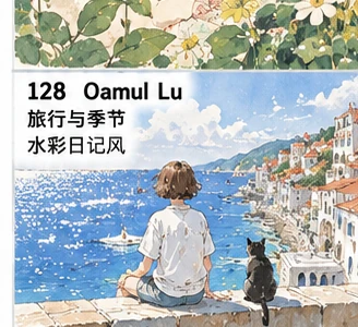 季节旅行淡彩参考图