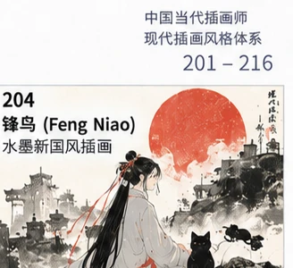朱日楼阁水墨参考图