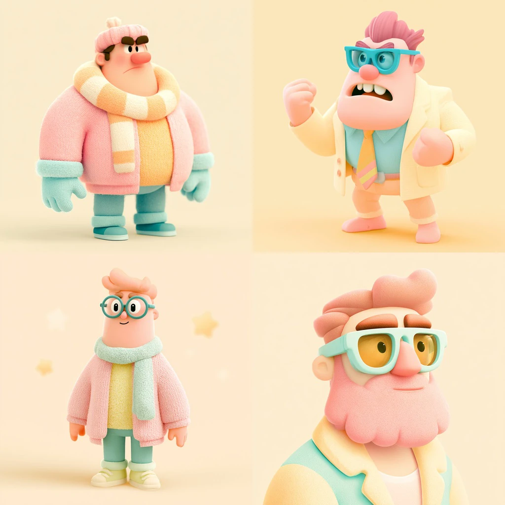 Additional Chubby Pastel Knitted Toy 3D Character references