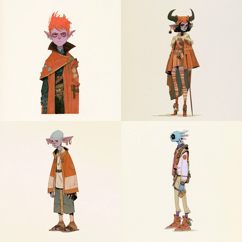 Additional Quirky Fantasy Sketchbook Character Concept references