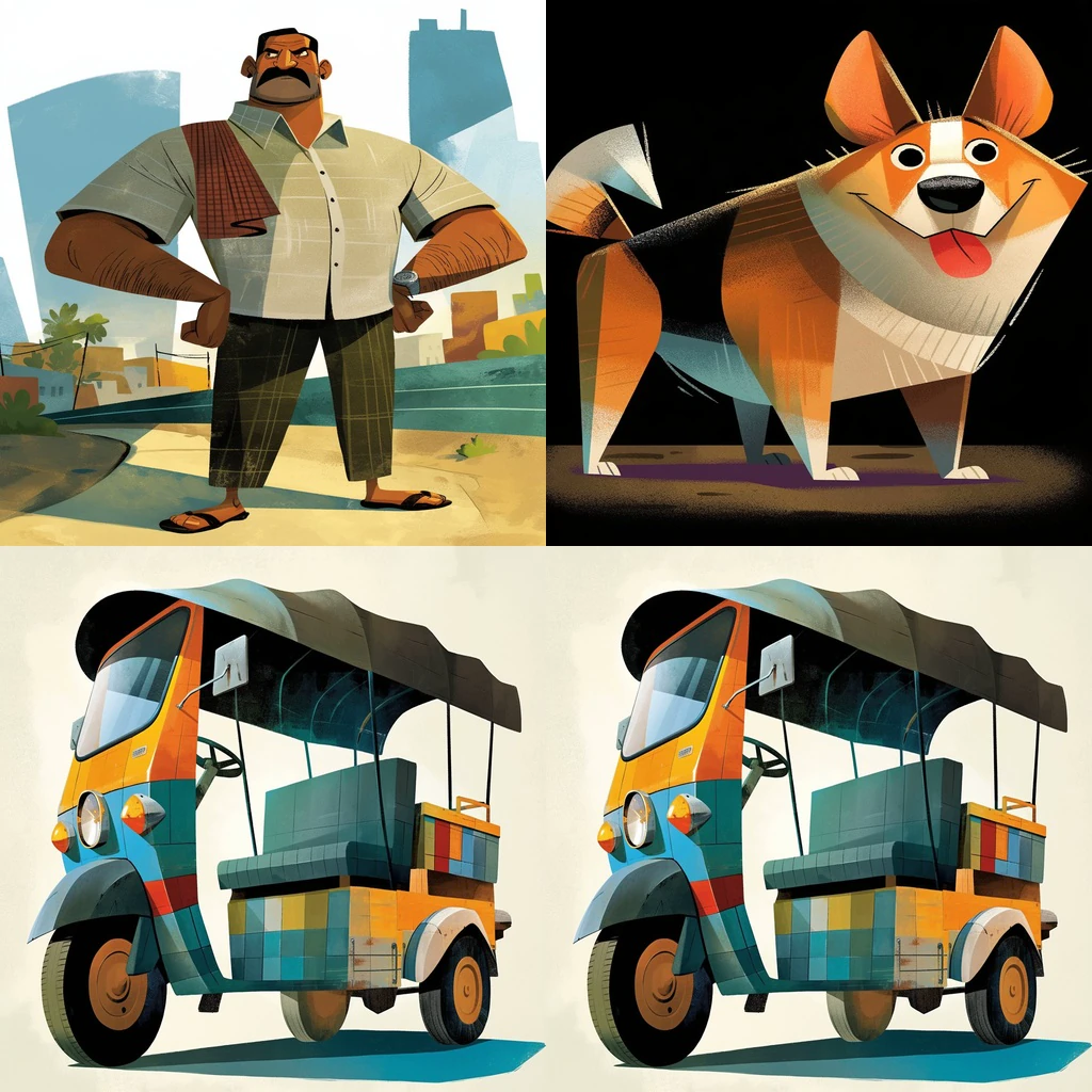 Additional Stylized Cinematic Action-Comedy Character references