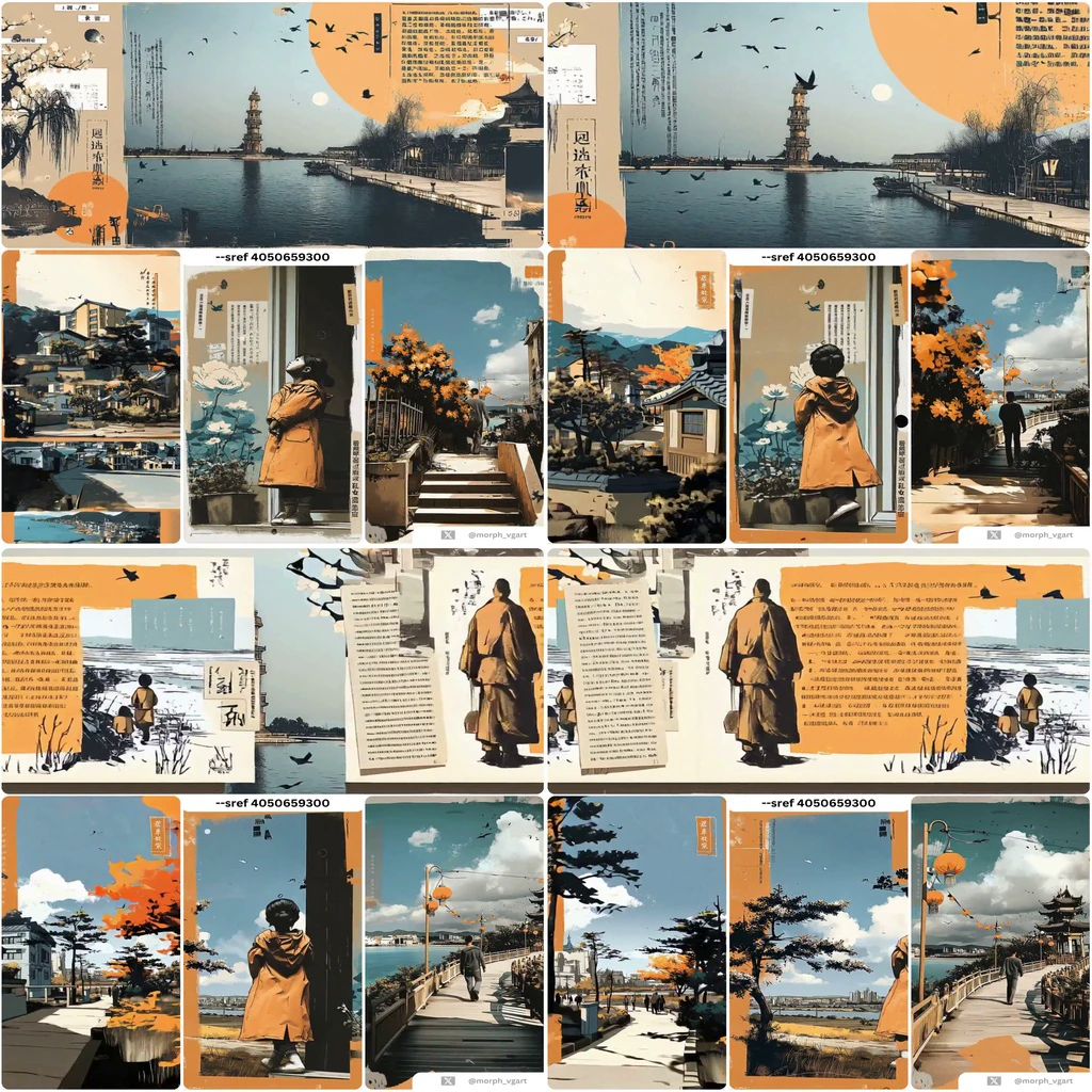 Additional Chinese Ink Travelogue & Woodblock Collage references