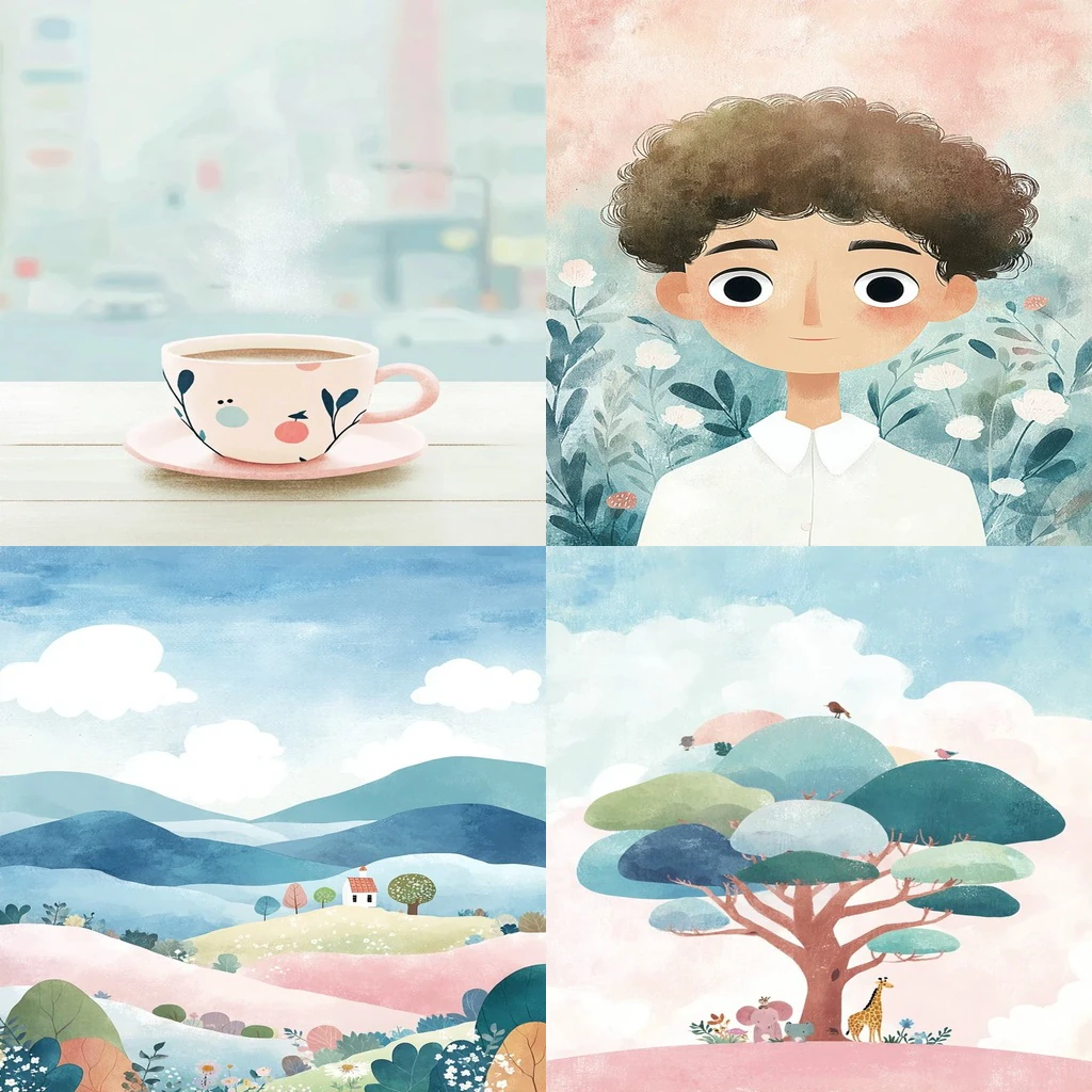 Additional Retro Gouache Narrative Character Illustration references